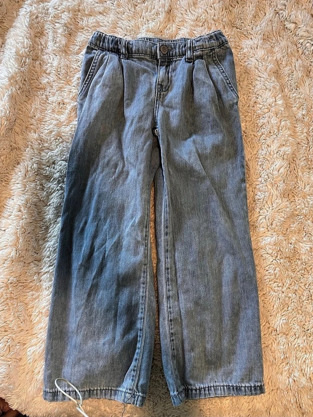 Cat & Jack Wide Leg Pull-On Jeans Girls S (6/7) Blue